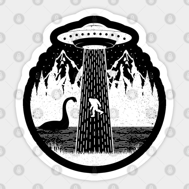 Bigfoot Ufo Abductees Sticker by Tesszero